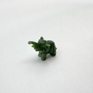 Miniature Hand-Carved Green Jade Elephant Figurine Bead